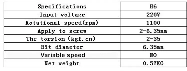 220-240 В Электрическая отвертка с прямой вилкой, не изменяемая скорость, высокое качество, мотор-редуктор, костюм 2-6,35 мм винты Модель H6