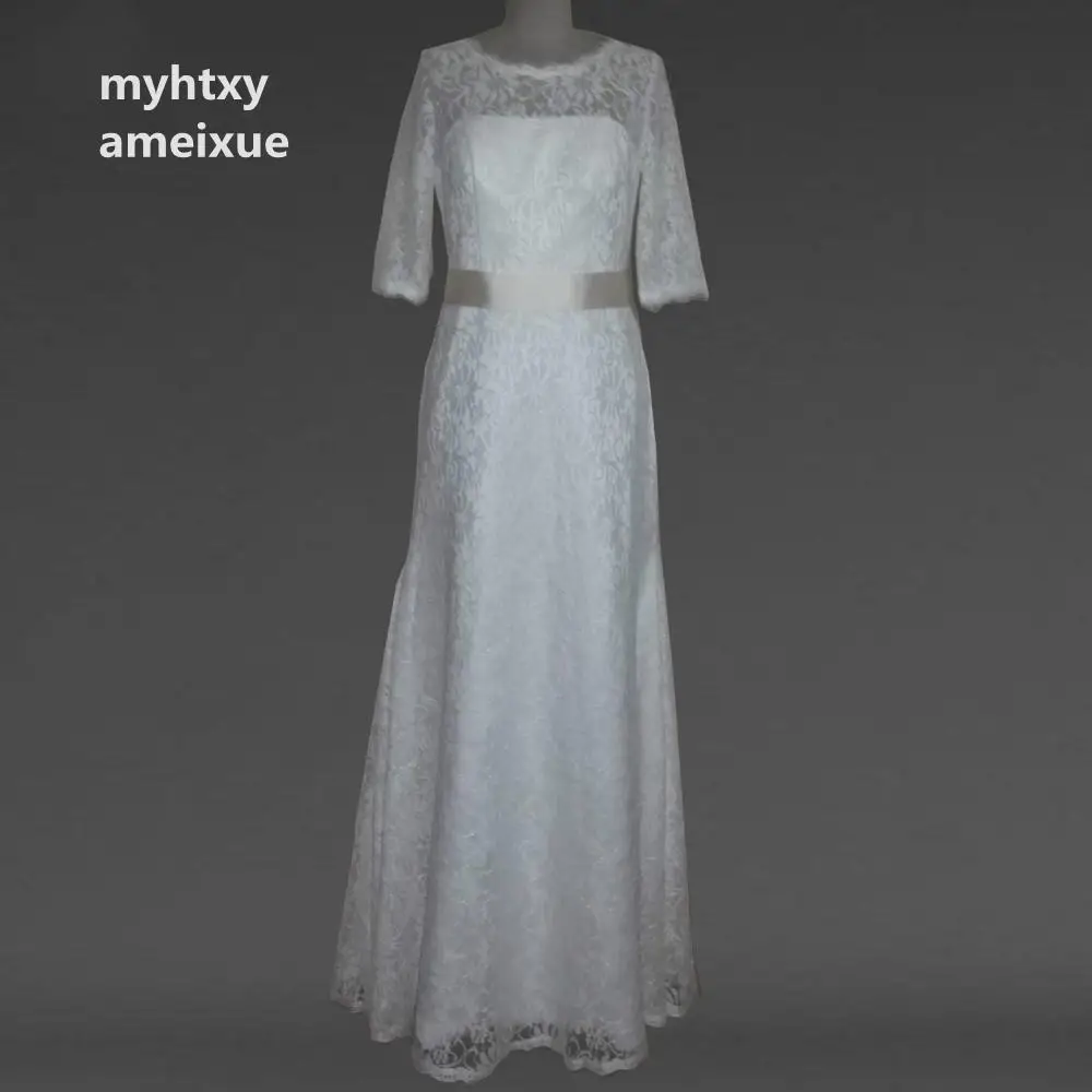 Vestidos De Novia 2021 средней длины кружева длиной до пола с низким вырезом на спине