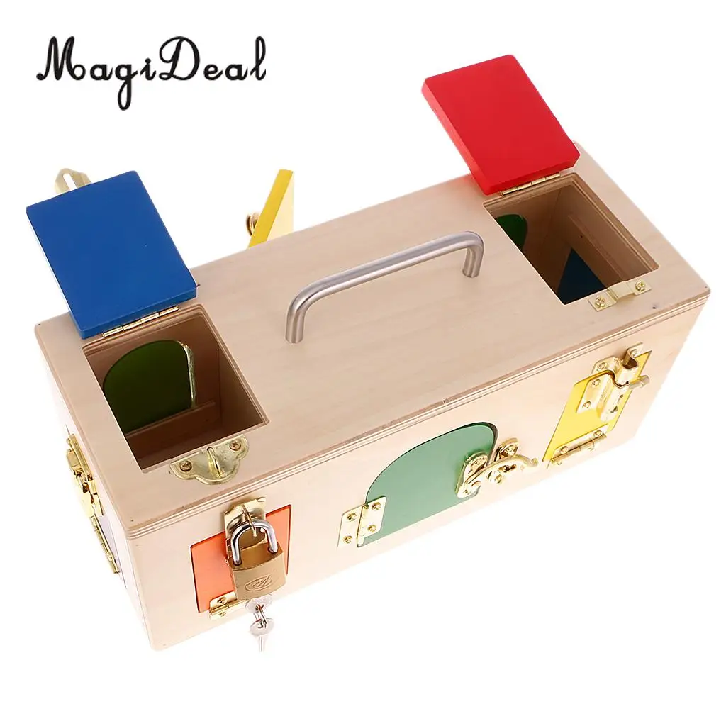 MagiDeal Wooden Montessori Practical Material Little Lock Box Kids Early Educational Toy for Cultivate Child Intelligence Gift