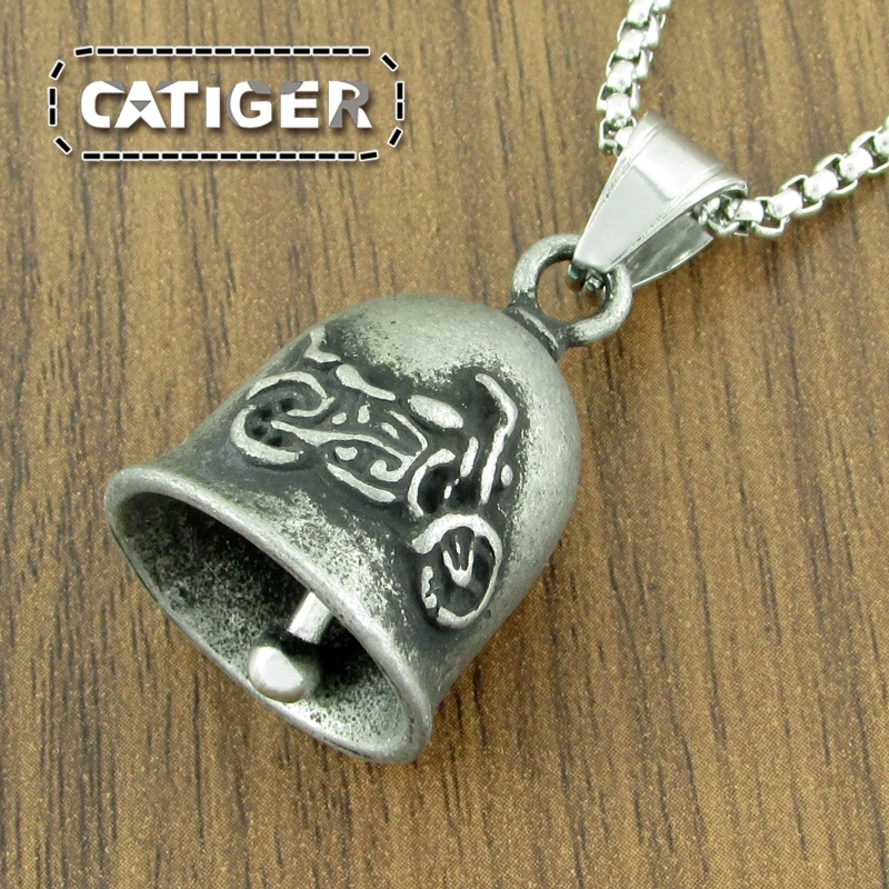 

Punk Silver White Biker Dull Polishing Motorcycle Biker Rider Bell Pendant