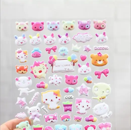 Животные 3D пузырь кошка Медведь Кролик декоративный стикер DIY дневник альбом Скрапбукинг YH842