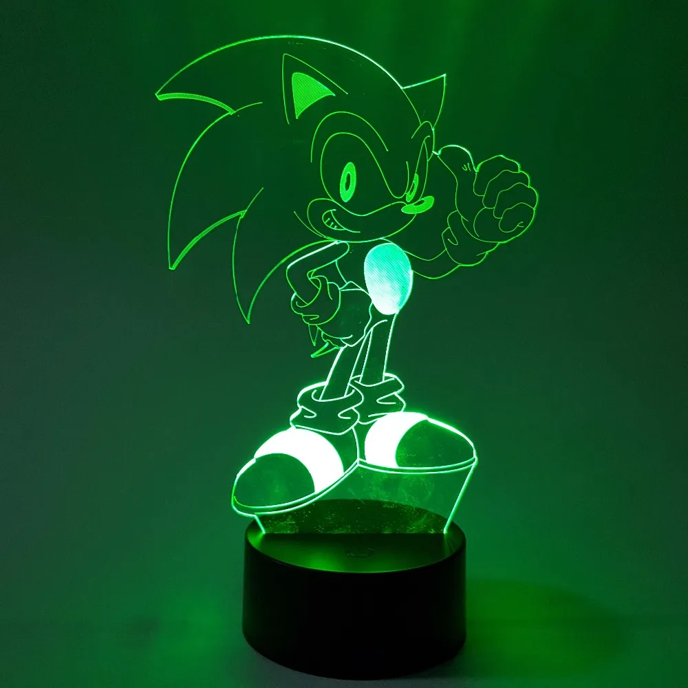 Sonic The Hedgehog визуальную иллюзию LED RGB Изменение 3D Ночная Sonic фигурку 3D Новинка свет для детей