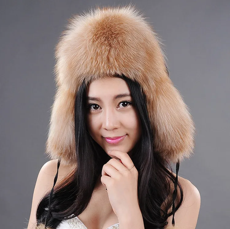 Fur Story, зимняя женская шапка из лисьего меха, шапки-бомберы, шапка, шапка для снега, меховая шапка, меховая шапка, защита для ушей, тёплая шапка 060101a - Цвет: Color 9 Red fox