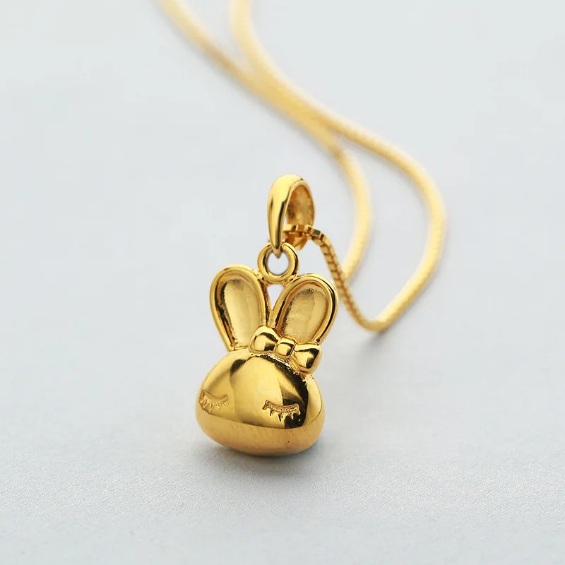 

S- S925 silver cute rabbit pendant fashion cute necklace Korean gold pendant simple fashion style little fresh