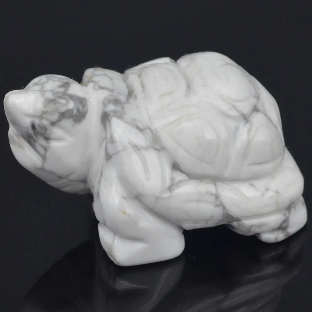 2inch Natural White Howlite Turquoise Turtle Tortoise Gems Carving Crafts Stone Figurine Chakra Healing Reiki | Дом и сад