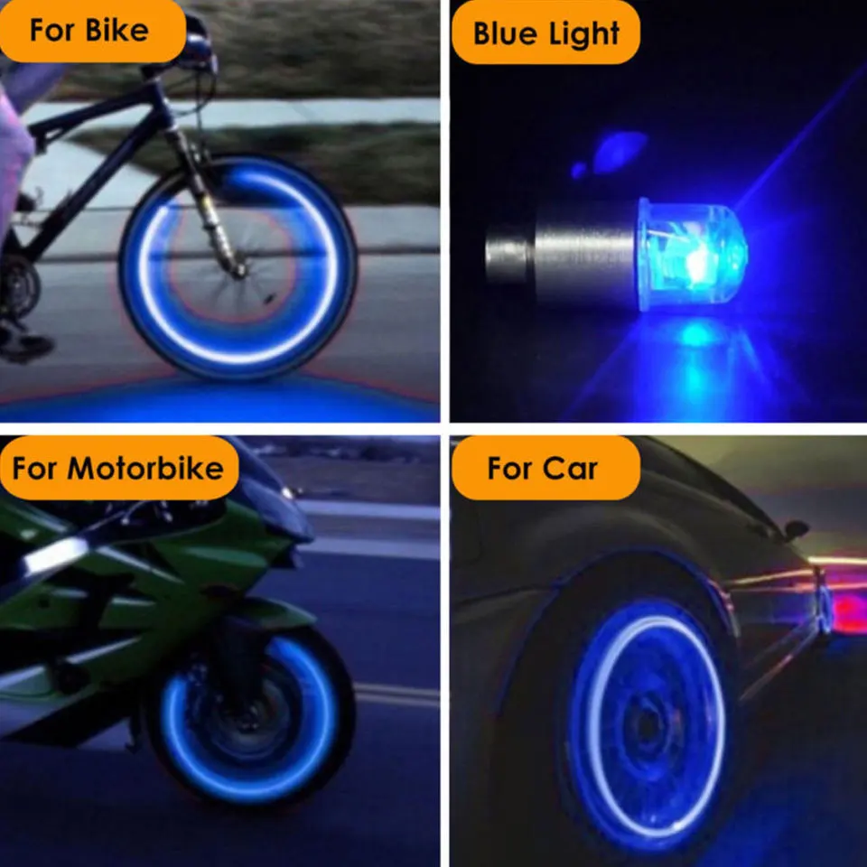 Лидер продаж 2 шт./компл. LED Blue красочный велосипед автомобильные колеса мотоцикла шин клапан Кепки Neon Flash Light фонарик Белый красные, синие