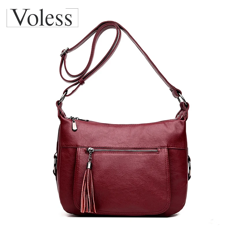 VOLESS Tassel Designer Women Leather Handbags Shoulder Bags Women Messenger Bag Crossbody Bags For Women Sac A Main Bolsos Mujer fashion women leather plaid messenger bag sac a main shoulder bags women crossbody bag ladies high quality handbags bolsos mujer