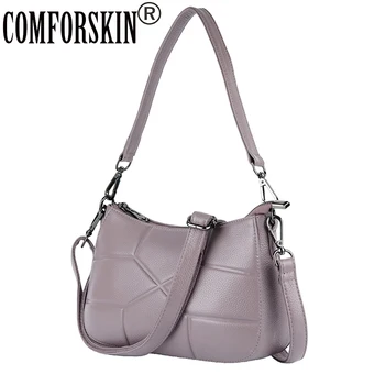 

COMFORSKIN Brand Premium 100% Cowhide Geometric Messenger Bag 2019 New Arrivals Large Capacity Handbag Practical Travelling Bags