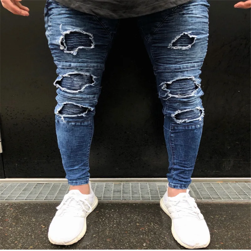 Мужские рваные тонкие винтажные повседневные джинсы из денима повседневные штаны Недорогая модная модель мужские джинсы для езды на