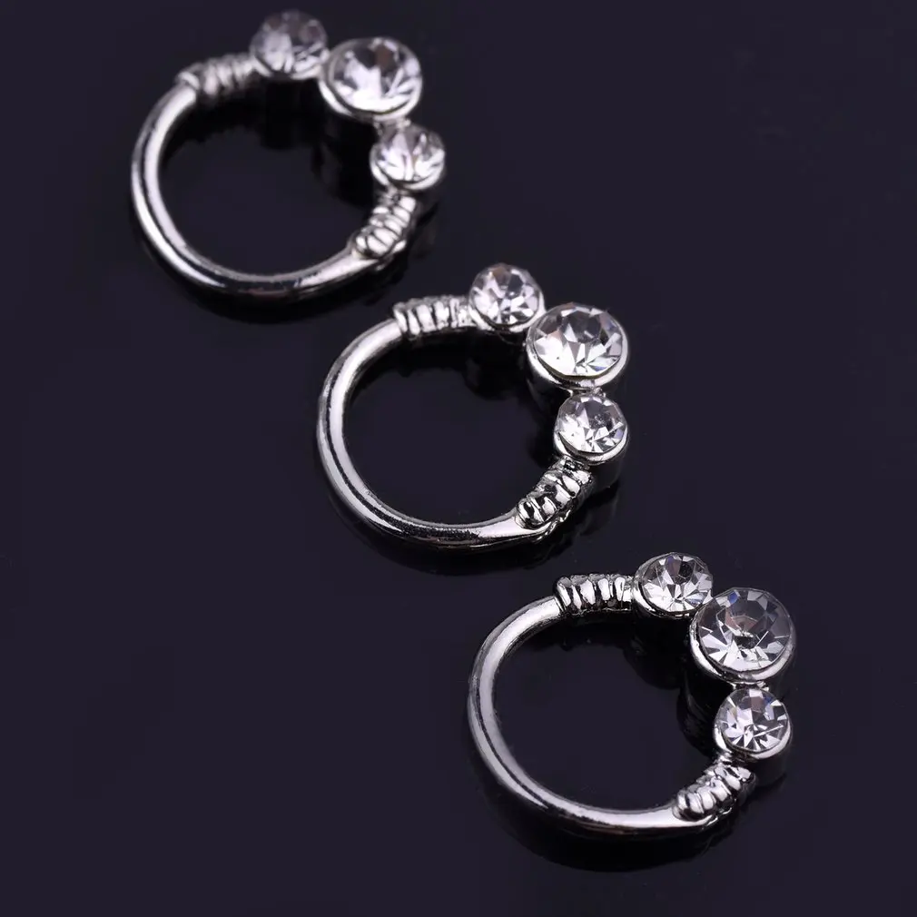 Креативные стразы кольцо для носа кольцо из нержавеющей стали кольцо-гвоздик в нос пирсинг ювелирные изделия для женщин