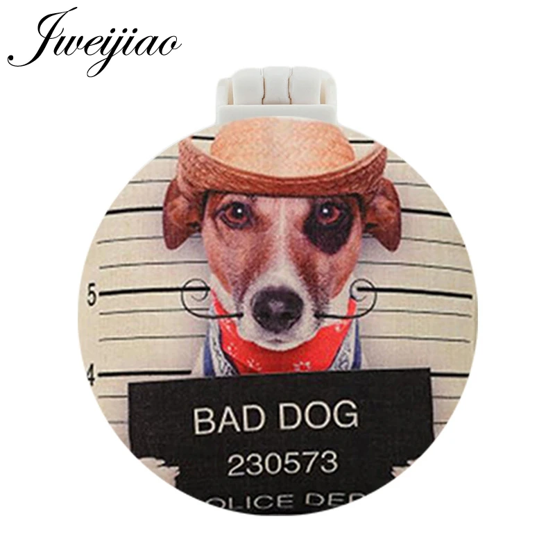 

JWEIJIAO BAD DOG Art Photo UV Printed Pocket Mirror With Massage Comb Mini Round Folding Compact Portable Makeup Vanity mirror