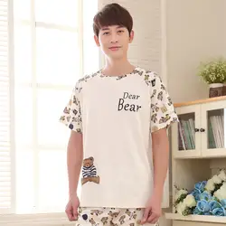 Мужские летние новые милые корейские шорты с короткими рукавами из 2019 хлопка, Мужские Молодежные пижамы XL, пижамные комплекты, мужская