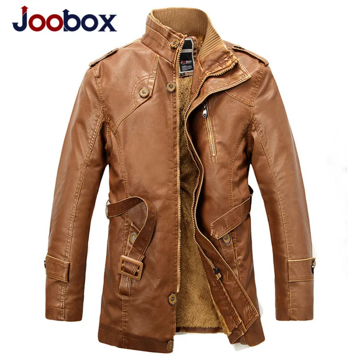 JOOBOX зимние мотоциклетные Кожаная куртка Мужская одежда новая мода шерстяная подкладка теплая Для мужчин s из искусственной кожи куртки и пальто серый