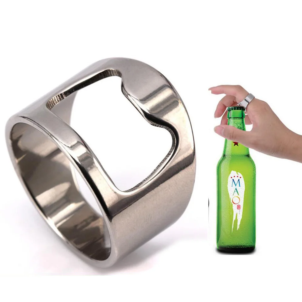 Stainless Steel Bottle Openers Finger Ring Shape Beer Bottle Opener For