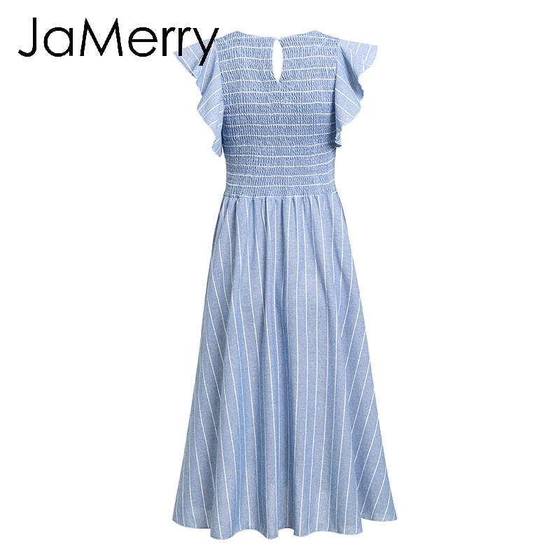 JaMerry, винтажное, бохо, в полоску, женское, длинное платье, с рюшами, льняное, белое, хлопковое, летние платья,, повседневное, праздничное, женское, Пляжное, vestidos