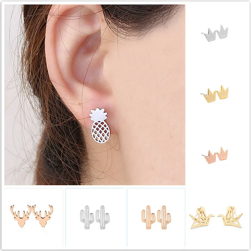 

2019 New Gold Silver Stud Earrings Metal Animal Women Jewelry