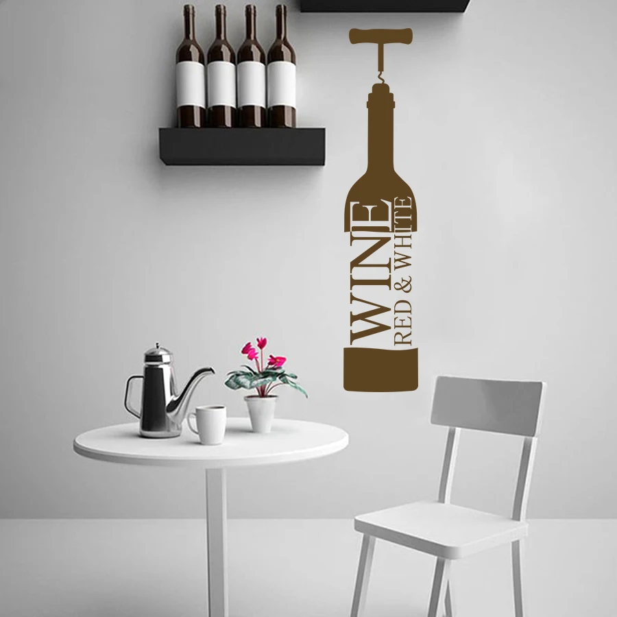 

ASAPFOR Wine Bottle Art Pictures Decals Dining Room Decoration Red and White Art Words Quote Wall Sticker Kitchen Wine Culture