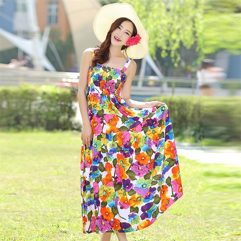 ALMUERK 2018 Women Casual Sundress Summer Dress Female Flower Print ...