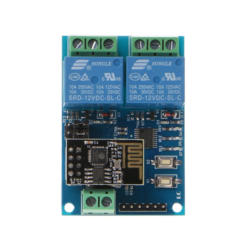 1 шт. WIFI релейный модуль ESP8266 IOT APP контроллер 2 канальный для умного дома 12В режима