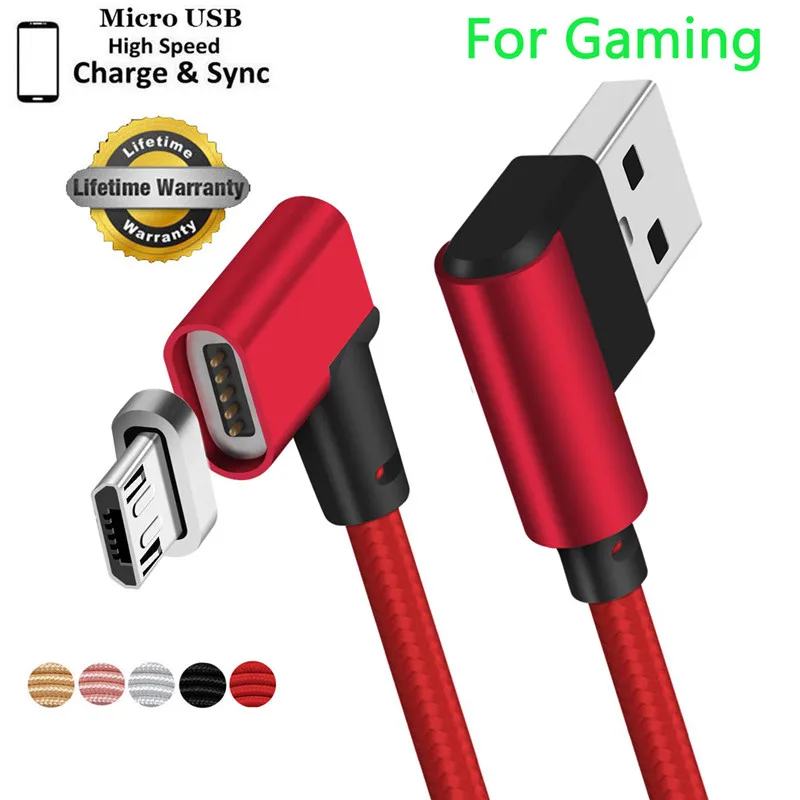 

3ft/6ft110ft 90 Degree Magnetic Cable For Micro USB Model Device Right Angle 2A Nylon USB Fast Charger Cable For Samsung S7 S6