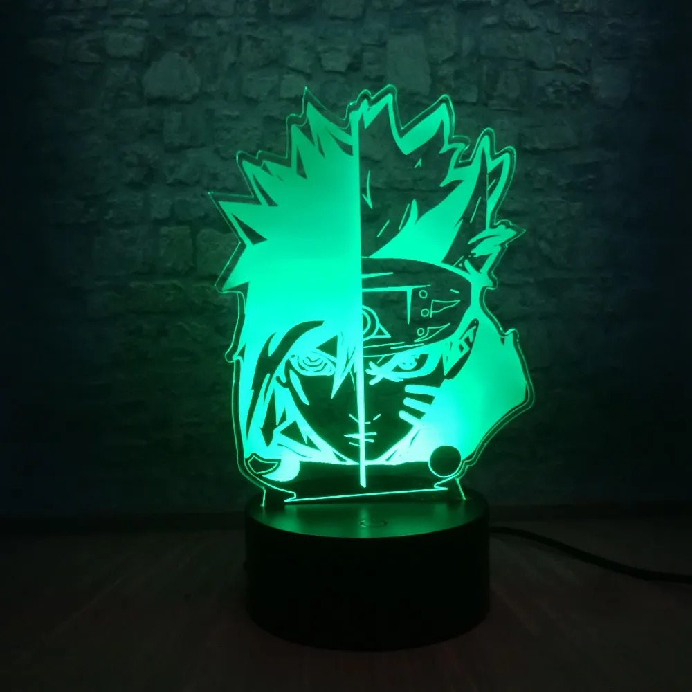 3D как у героя мультфильма Саскэ светодиодный ночной Светильник аниме Наруто уход