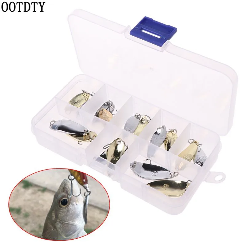 

OOTDTY 16 Pcs/set Fishing Baits Sequins Set Artificial Lure Hook With Box Bait Tool Tackle Accessories Helper Fish Scale Sequins