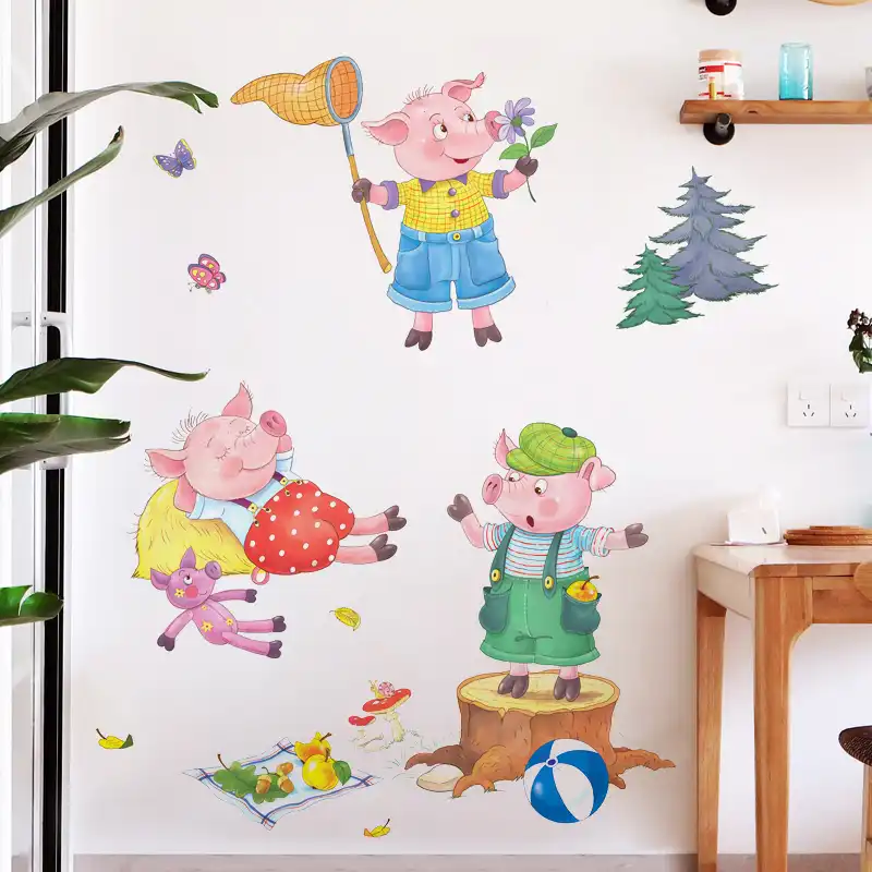 Diy Three Little Pigs Baby Children Room And Baby Room Wall Stickers And Lovely Bedroom Decor Kids Room Decoration Muursticker