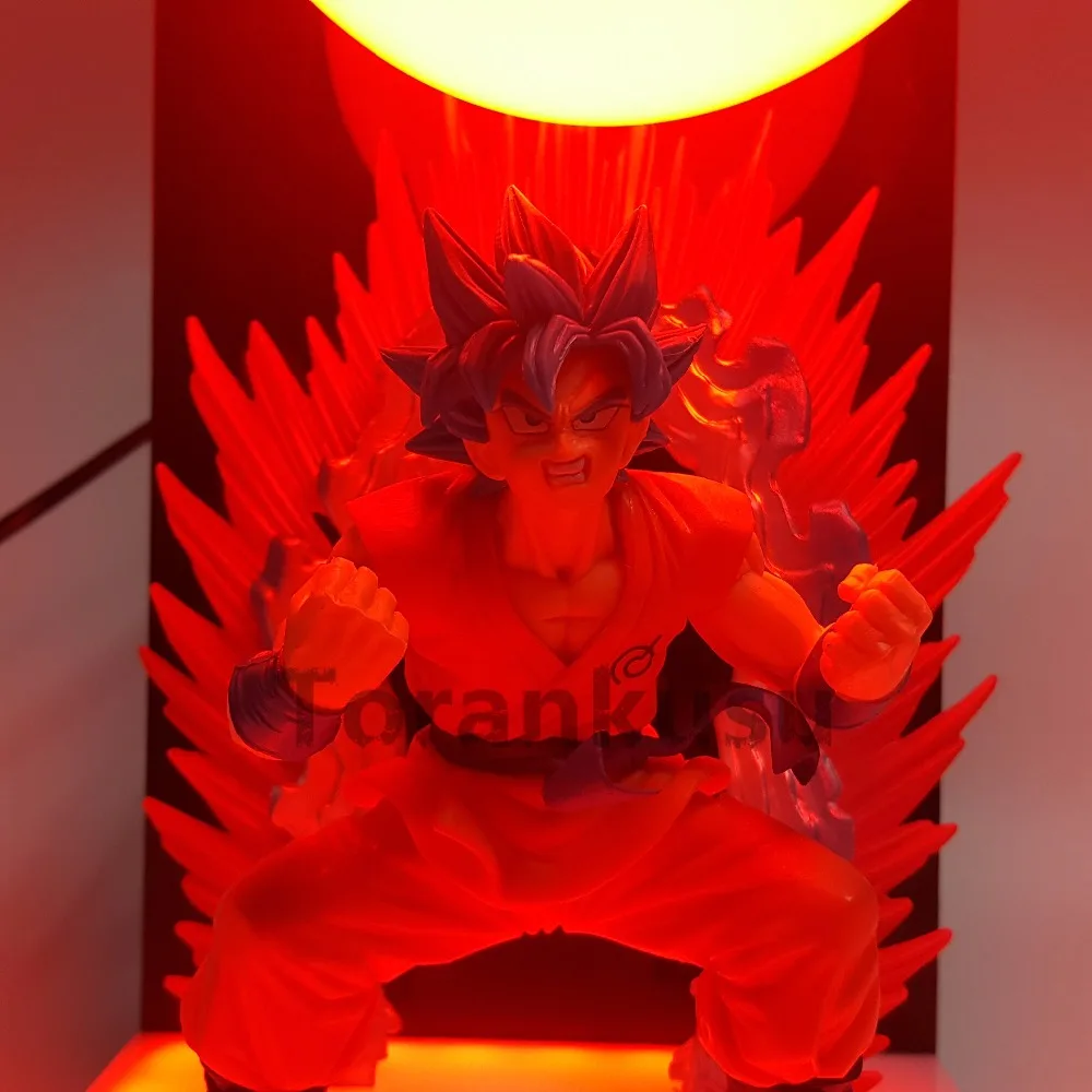 Dragon Ball Z фигурку Сон Гоку kaiouken pvc 300 мм аниме Dragon Ball Супер диорама фигурка DBZ со светодиодной база лампы