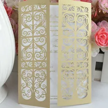 Нежный лазерная резка свадебные приглашения классическая пользовательские приглашения карты для свадьбы