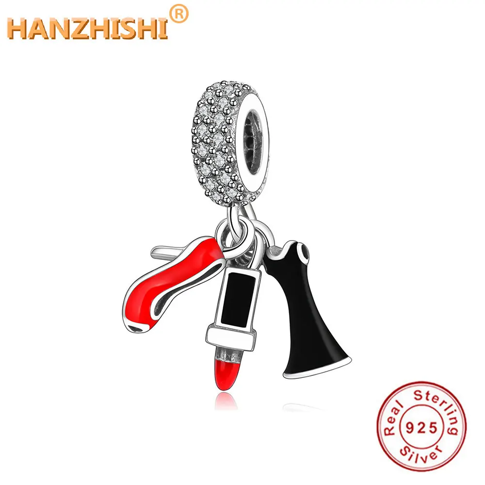 

Lipstick Shoes Skirt Dangle Charms With Mix Enamel CZ Fit Original Pandora Charms Bracelet DIY Jewelry 925 Sterling Silver Beads