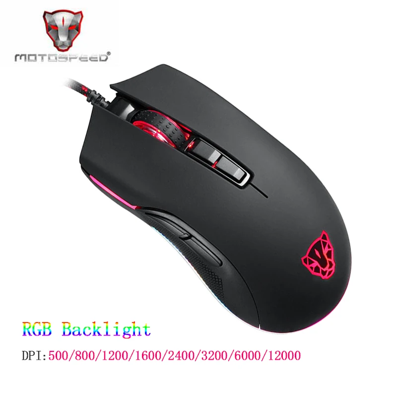 Игровая мышь Motospeed V70 12000DPI геймерская проводная RGB с подсветкой и USB эргономичная