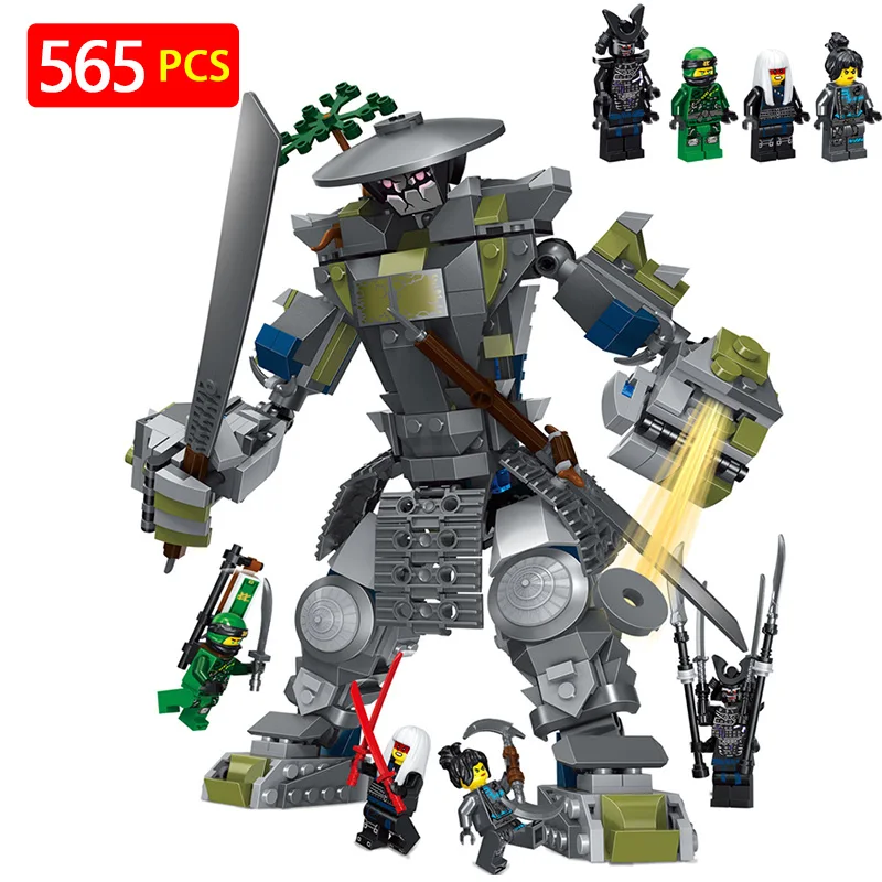 

565PCS Hot Blocks Ninjagoed Movies Compatible legoINGLY Oni Titan Warrior Mech 70658 Mini Action Figures weapon Model Child Toys