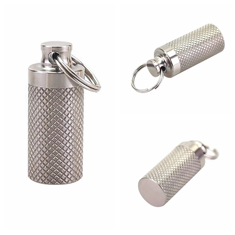 

Outdoor Capsule Bottle Pill Case Titanium Mini Portable Storage Emergency Gear Holder Box Waterproof Travel Pill Bottle Keychain