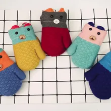 Лидер продаж, детские перчатки хлопковые зимние Детские утепленные Лоскутные теплые зимние ремни-перчатки для мальчиков и девочек