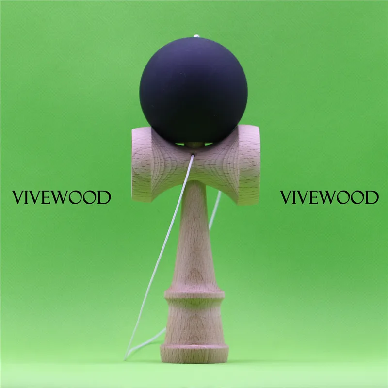 

VIVEWOOD 18CM Kendama,Assembly Ken 2.0 with bigger CUP,Black Rubber Tama with updated Bevel,Made from Natural Beech Wood