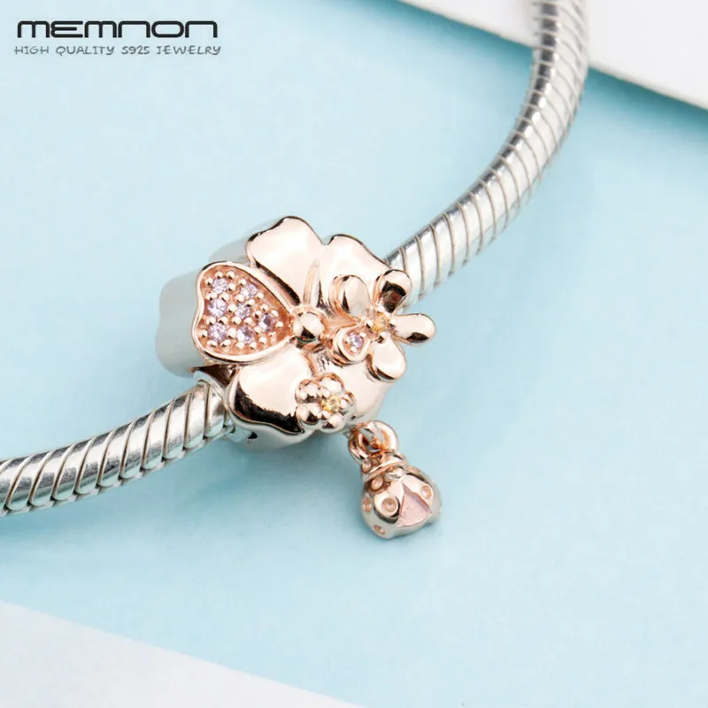 

Spring Wildflower Meadow Charms with rose fit 925 Sterling silver charm bead Bracelet bangle DIY for women fine Jewelry BE7026