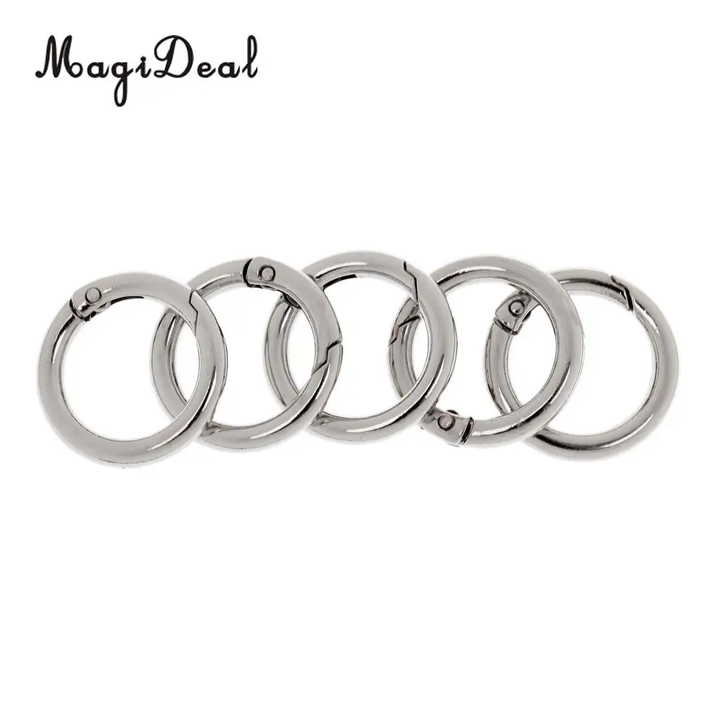 MagiDeal Light Weight 5 Pieces 28mm Alloy Round Carabiners Camping Spring Clip Keychain Circle Carabiner for Camping Hiking