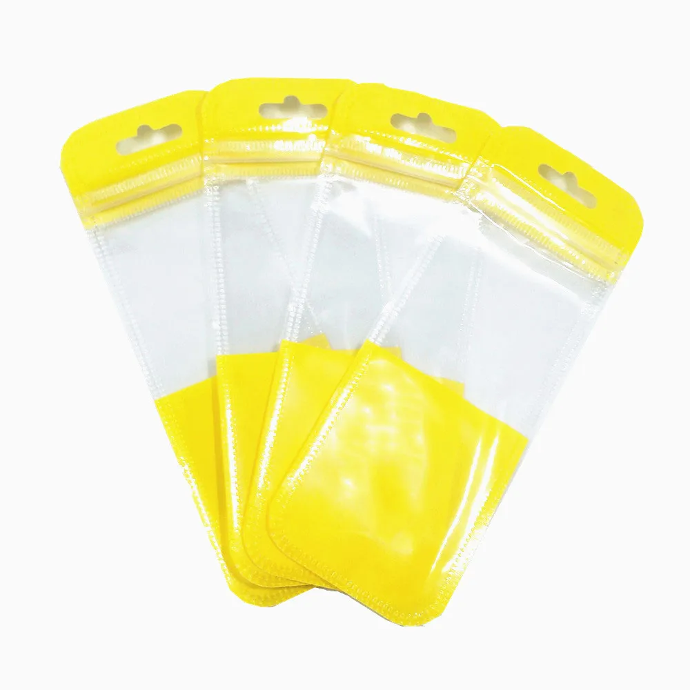 Самоуплотняющаяся Пластиковая Сумка-посылка на молнии с отверстием для подвешивания, 9 размеров, упаковка для электронных аксессуаров, сумки для хранения ювелирных изделий - Цвет: Yellow