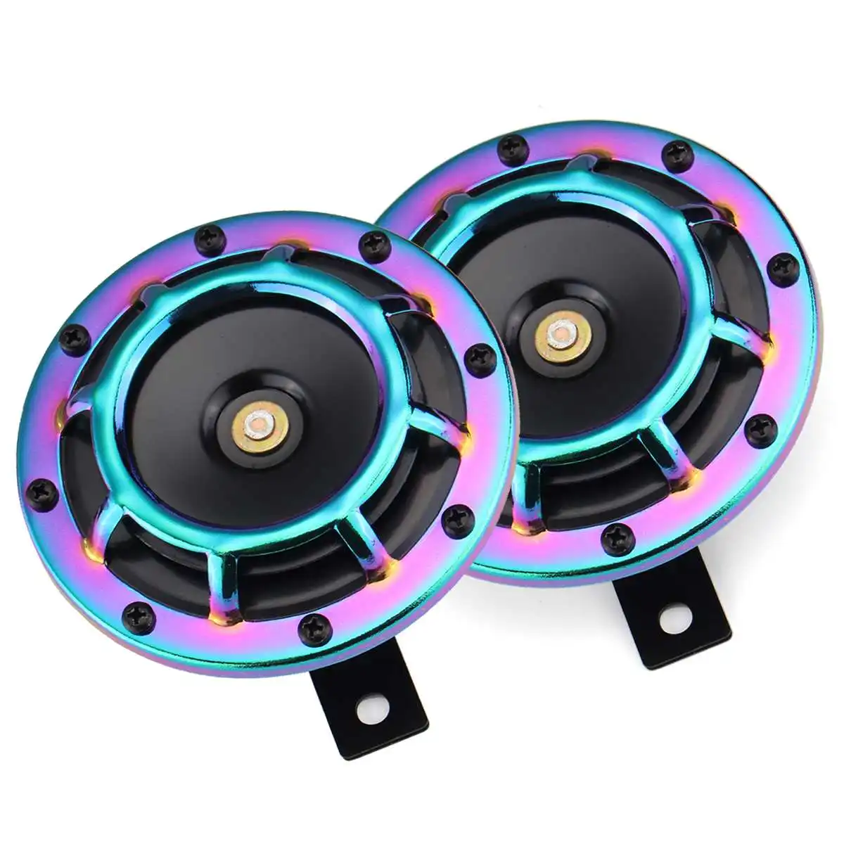 3 предмета в комплекте 12V 110db громкий компактный крепление на вентиляционную решетку Электрический тон Blast тон Hella рог для автомобилей мотоциклов для грузовика с реле - Цвет: Colorful