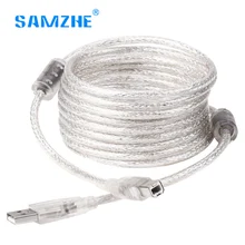 Samzhe USB кабель для принтера прозрачный тип A штекер B Мужской Сканер USB 2,0 кабель для печати для Canon Epson hp Кабель для принтера USB2.0