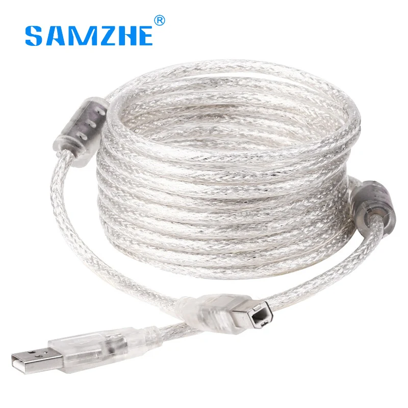 Samzhe USB Printer Cable Transparent Type A Male to B Male Scanner USB 2.0 Print Cable for Canon