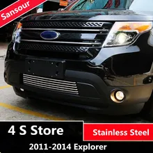 Sansour Гонки Грили для Ford Explorer 20112012 2013 Нержавеющая сталь Передняя Нижняя решетка гриль литье крышка украшения