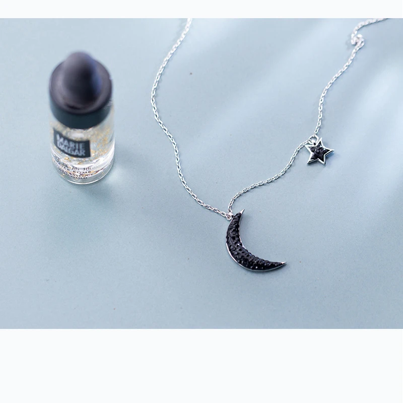 Boho Трендовое серебро 925 пробы длинный Луна чокер со звездой ожерелья для женщин Подарки хрустальные ожерелья рождественские украшения