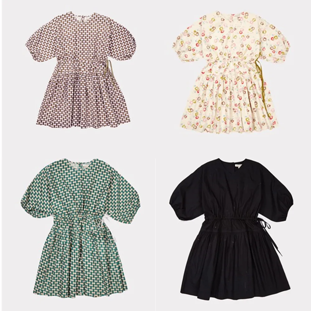 Платья в клетку для девочек, летние платья для маленьких девочек, вечерние платья из хлопка с капюшоном