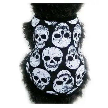 

Pet Spring Summer Vest Black Bones White Bones Devil Head Dog Cool Costume Skulls Patterns Costume Clothing Spring Vest Thin AB