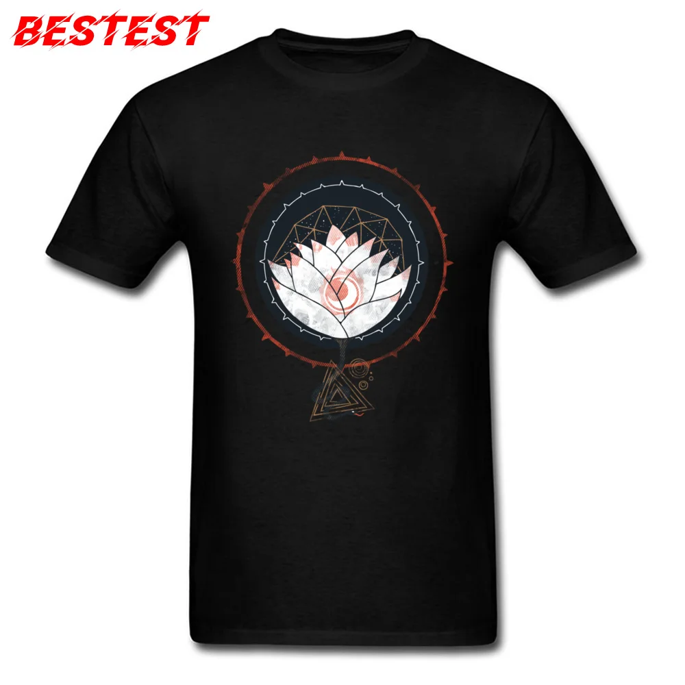 Pure Cotton Adult Short Sleeve Lotus T-shirts Summer Tops Shirts Prevalent Design O-Neck T Shirt Wholesale Lotus black