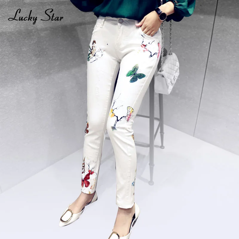 Pantalones vaqueros de mujer con estampado de alta calidad, pitillo blanco  personalizado de talla grande A206|pants plus size|pants sizeprint jeans  female - AliExpress