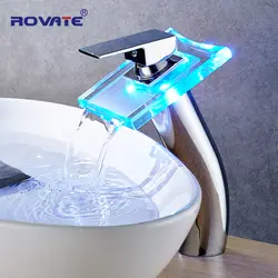 ROVATE свет для ванной смеситель над столешницей кран-водопад высокое бассейна раковина смеситель