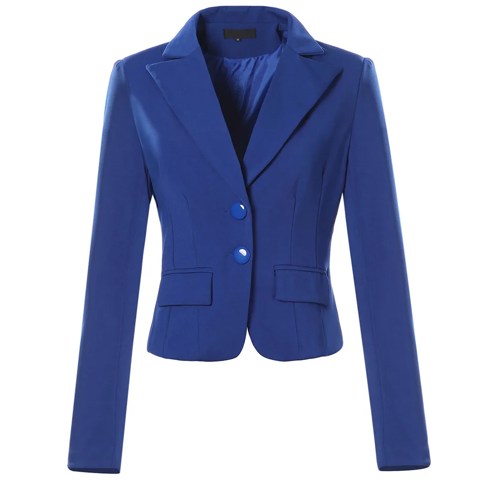 JAYCOSIN Женская куртка блейзеры женский сплошной цвет две кнопки карман Slim Fit