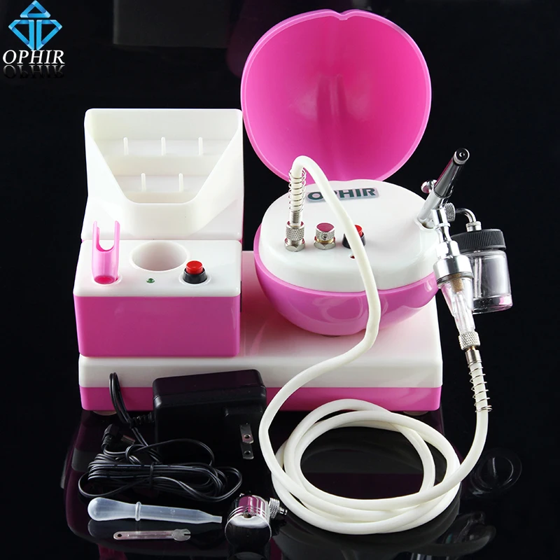 

OPHIR Pink Mini Air Compressor with 7cc&22cc Bottle 0.3mm Airbrush Kit for Makeup Body Paint & Nail Art _AC067P+005+011